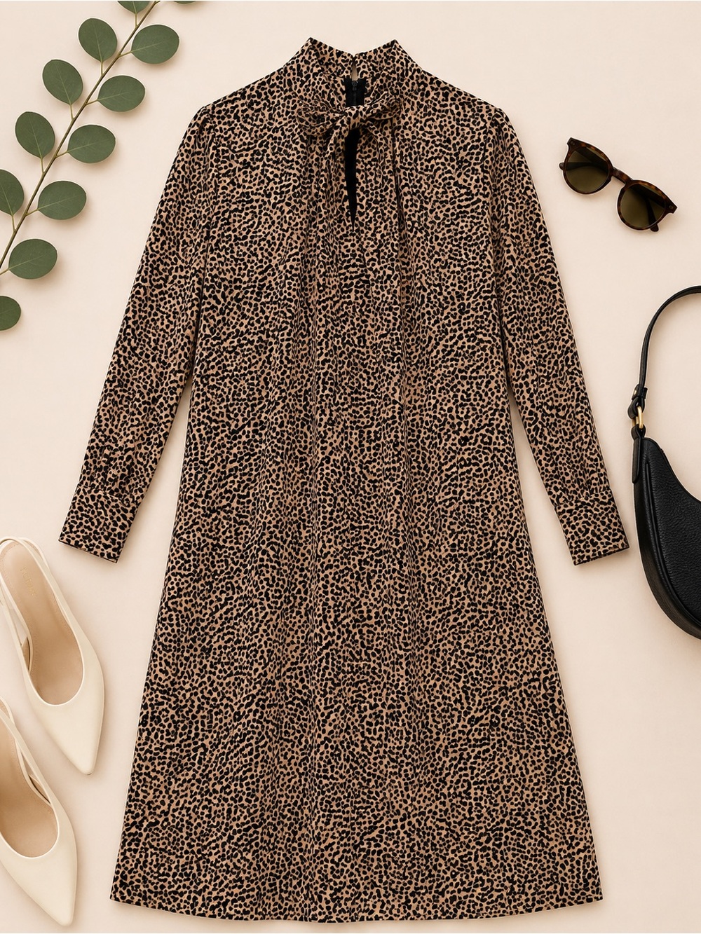 Halston M Animal Print Twist Neck Keyhole Shift Dress